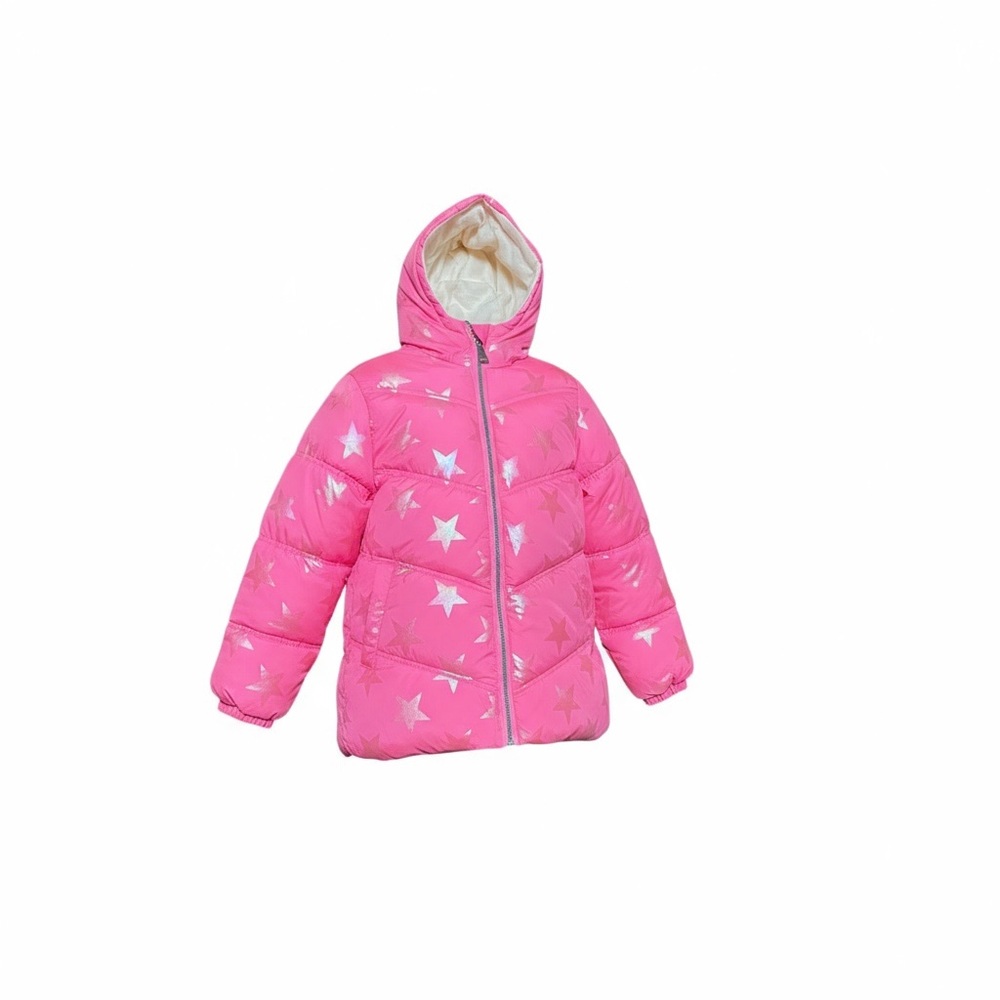 Limited Too Shiny Star Pink Hooded Puffer Jacket